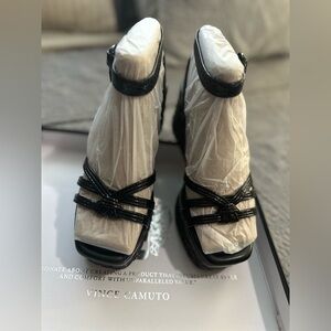 Vince Camuto Black Strappy Wedge Sandals